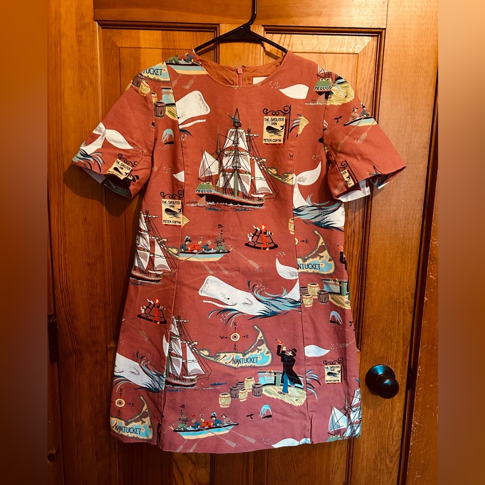 Rare Boutique Nantucket Whaling Dress by N. Tuc Tony Sarg Cotton Shift Dress 4
